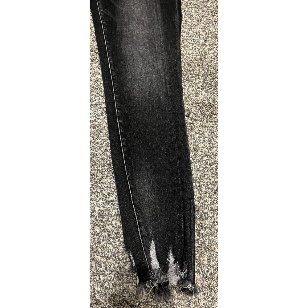 Flying Monkey Jeans Womens 30‎ Black High Rise Skinny Distressed Raw Hem Ankle - Picture 5 of 11